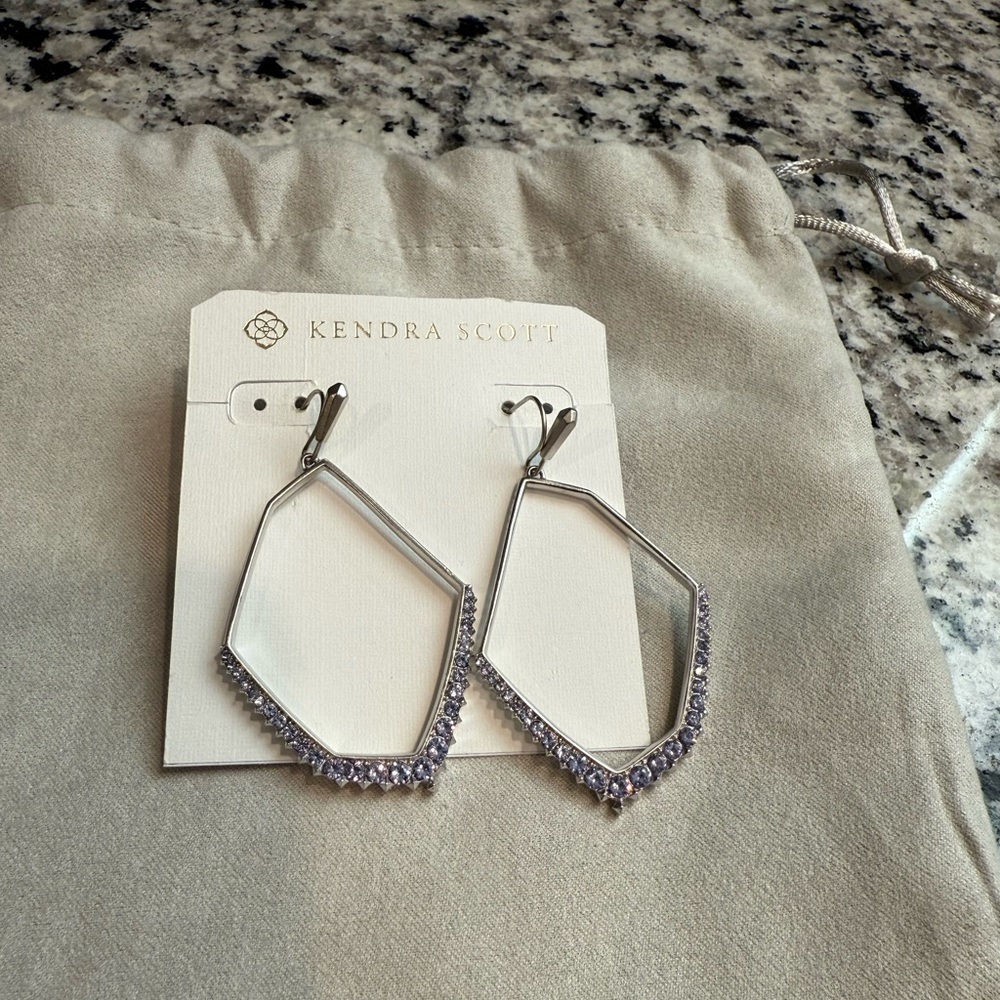 Kendra Scott Silver Earrings with light purple Accents